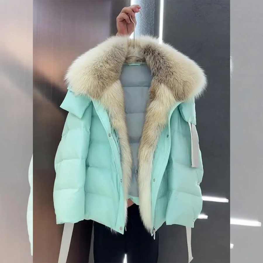 Plush Stitch Down Fur Collar Jacket