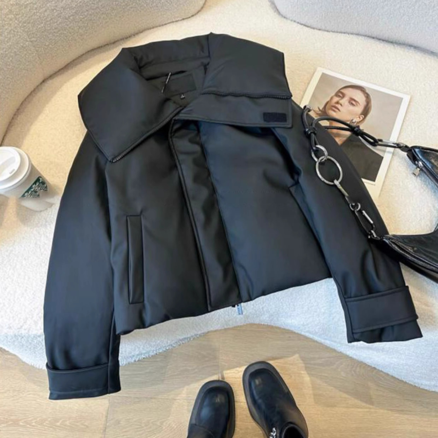 Black Loose Luxury Casual Daily Cotton Down Jacket