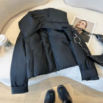 Black Loose Luxury Casual Daily Cotton Down Jacket