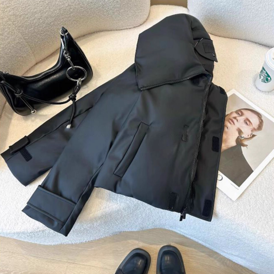 Black Loose Luxury Casual Daily Cotton Down Jacket