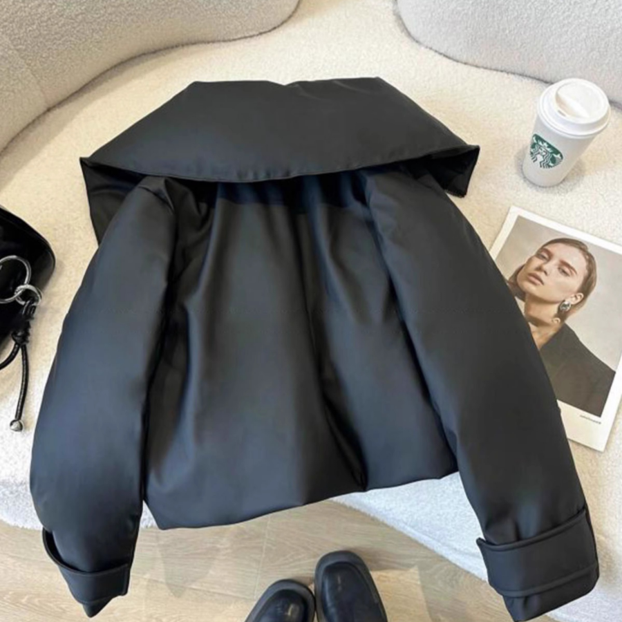 Black Loose Luxury Casual Daily Cotton Down Jacket
