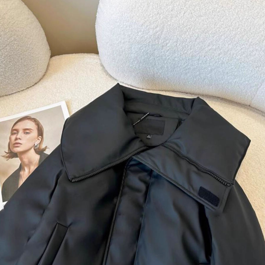 Black Loose Luxury Casual Daily Cotton Down Jacket