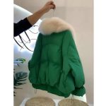 Green Loose Mink Fur Cotton Down Jacket