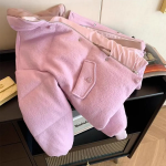 Pink Purple Stand Collar Quilted Cotton Down Jacket