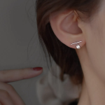 Серебристые серьги с изогнутыми подвесами 2-в-1