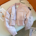 European Pink Stand Collar Cotton Casual Quilted Down Jacket