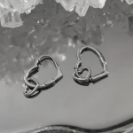 Асимметричные серьги с двойным сердцем и кольцом 2-в-1