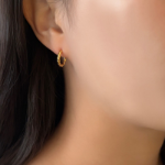 Серебряные мини-серьги-кольца с витым узором и замком one-touch