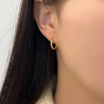 Серебряные мини-серьги-кольца с витым узором и замком one-touch