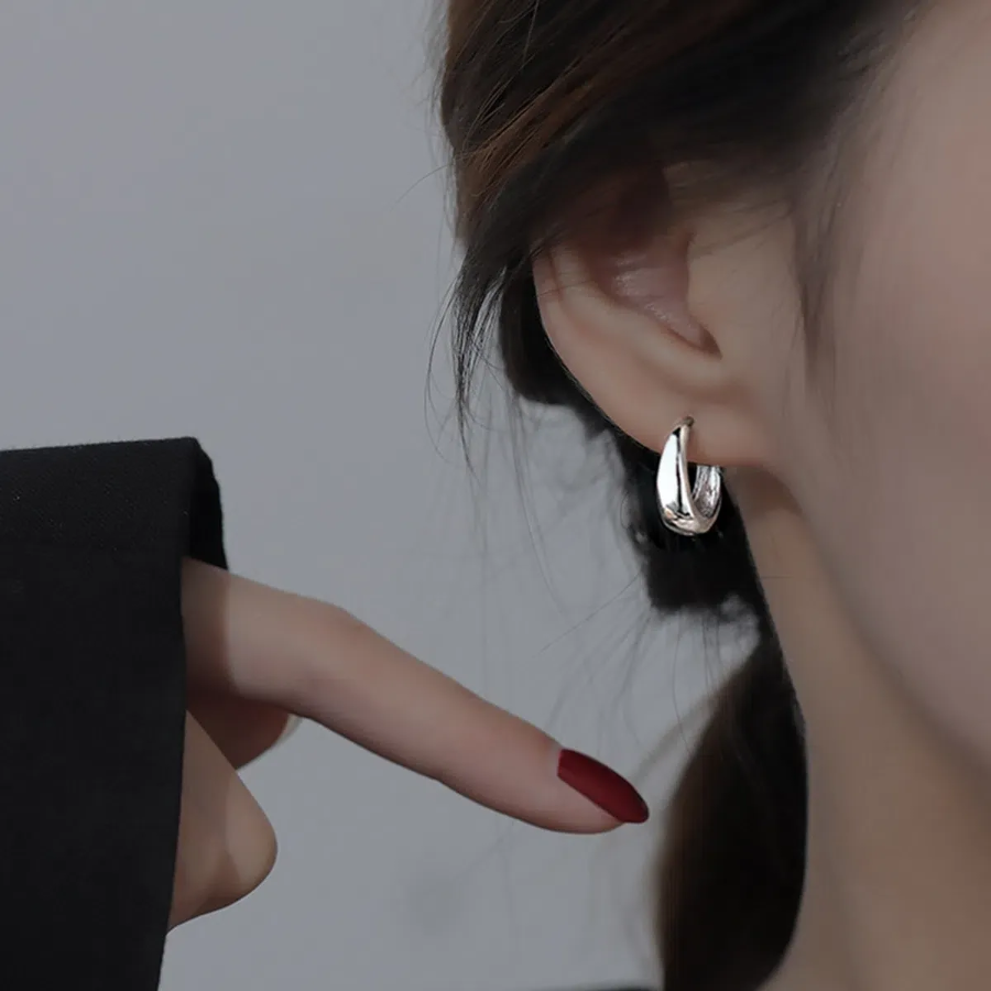 Объёмные серьги-кольца «Капля» с замком one-touch