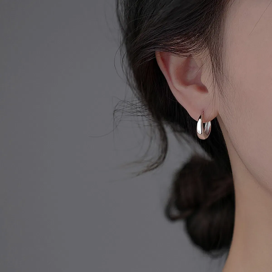 Объёмные серьги-кольца «Капля» с замком one-touch