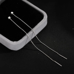 Длинные серьги-цепочки в белом серебре с тонкой линией-декором