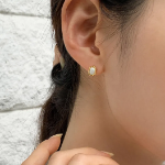 Мини-серьги с натуральным белым опалом из серебра 925 пробы