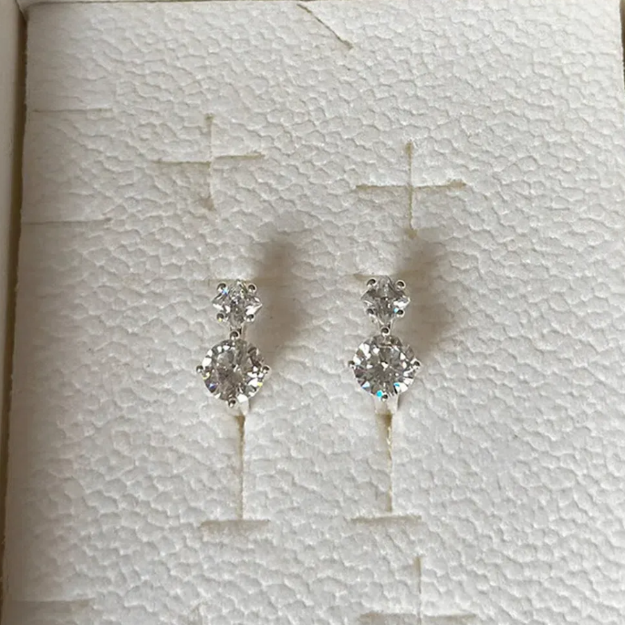 Мини-серьги-кольца с двойными кубиками из серебра 925 пробы