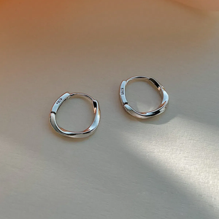 Серьги one-touch с твист-застёжкой из серебра 925 пробы