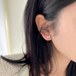 Мини-серьги из серебра 925 пробы с опалом, кубическим кристаллом и бабочкой