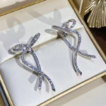 Серьги-капли с кристаллом и бантом