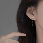 Серебряные серьги-капли с открытым сердцем