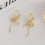 Серьги-кольца с бантиком на замке «один касание»