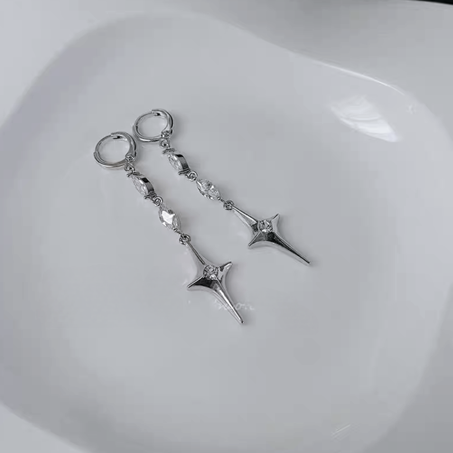 Длинные серьги-капли с кубическим цирконием из серебра 925 пробы