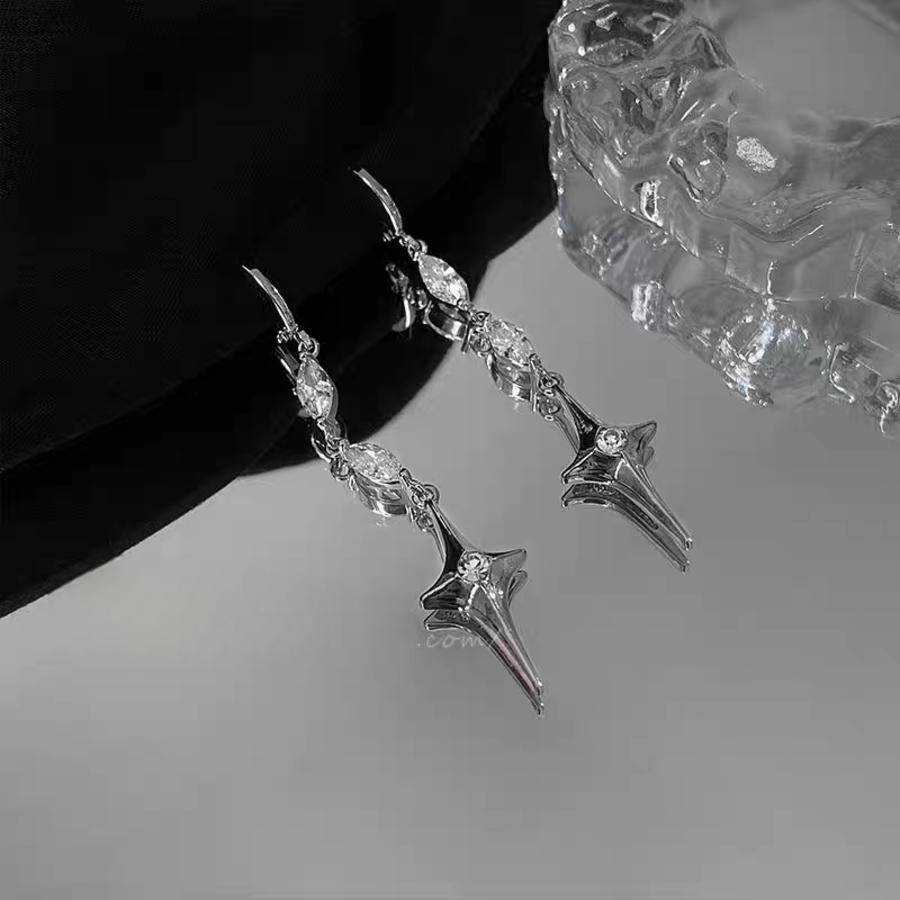 Длинные серьги-капли с кубическим цирконием из серебра 925 пробы