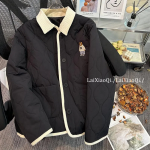 Bear Embroidery Quilted Jacket
