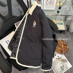 Bear Embroidery Quilted Jacket