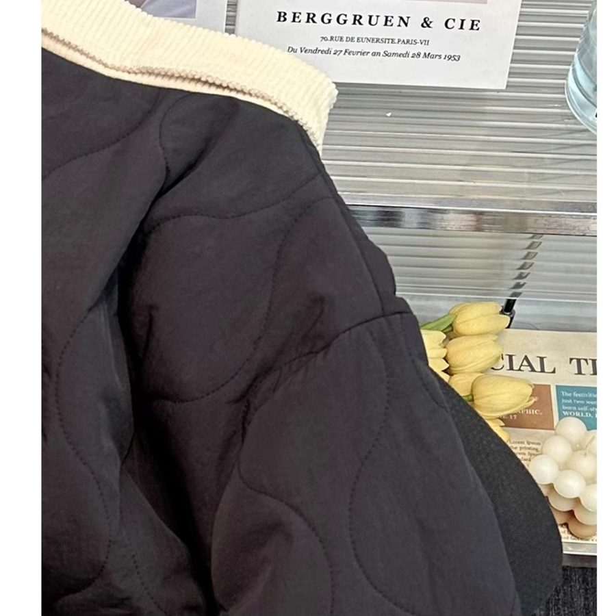 Bear Embroidery Quilted Jacket