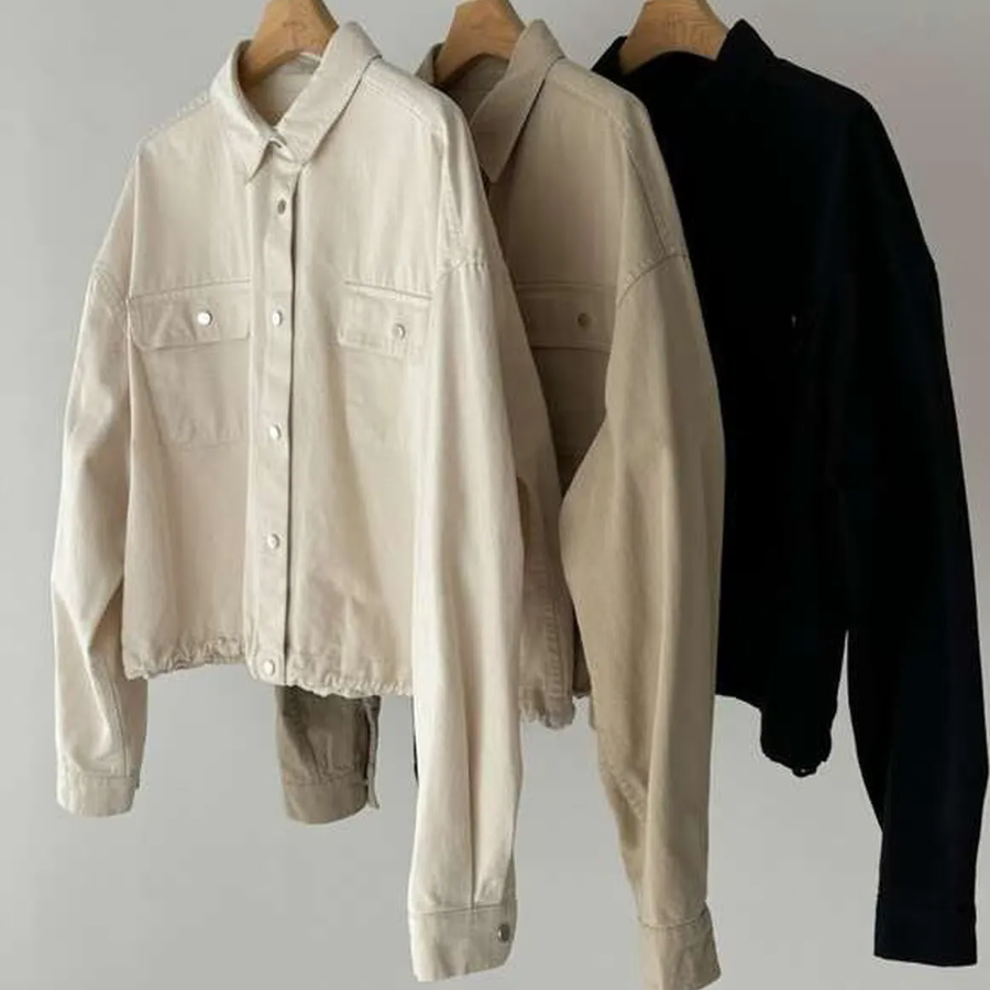 Cotton Shirring Short Work Jacket