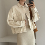 Cotton Shirring Short Work Jacket