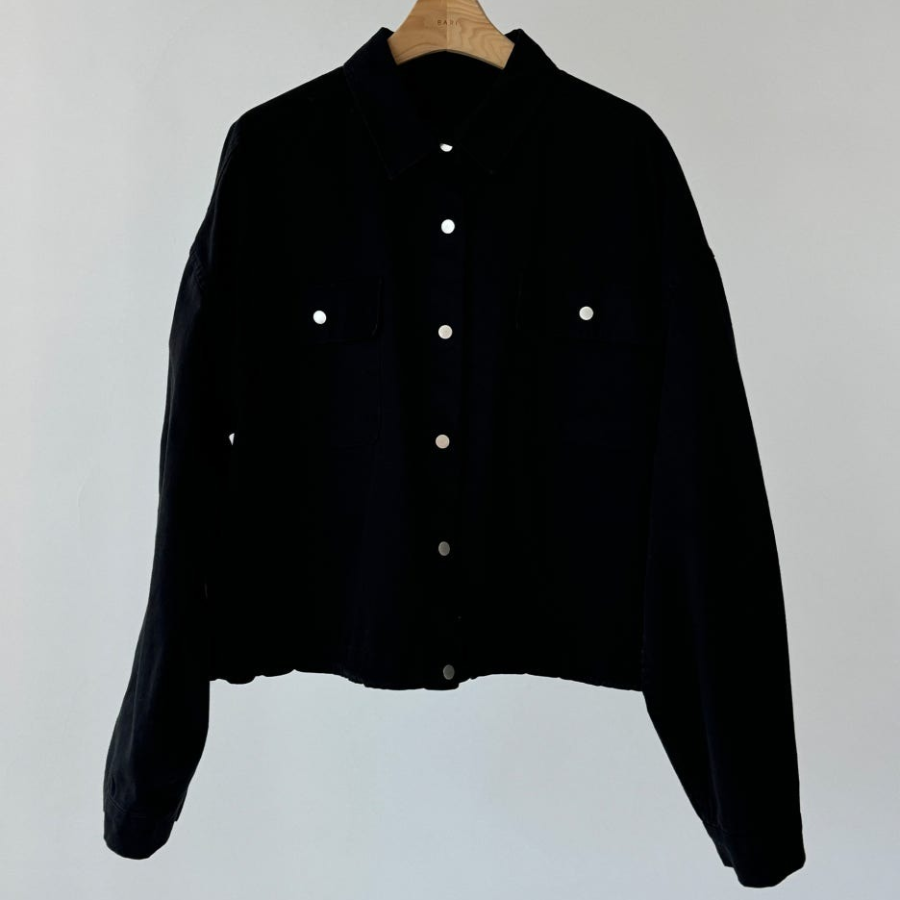 Cotton Shirring Short Work Jacket