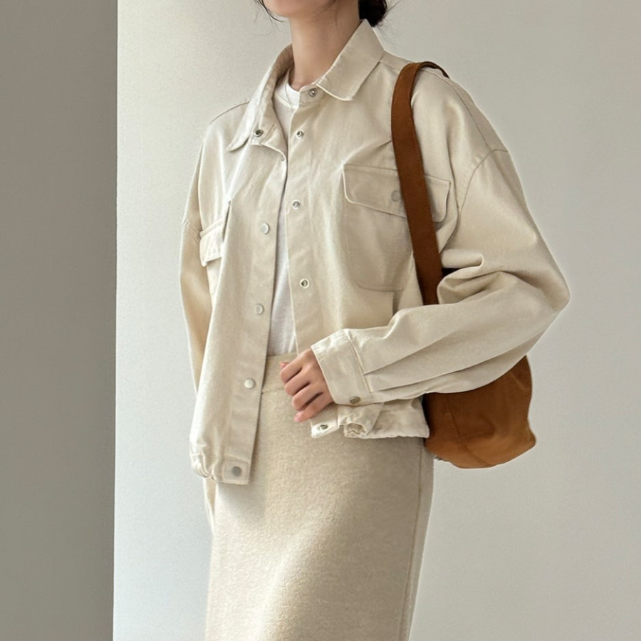 Cotton Shirring Short Work Jacket