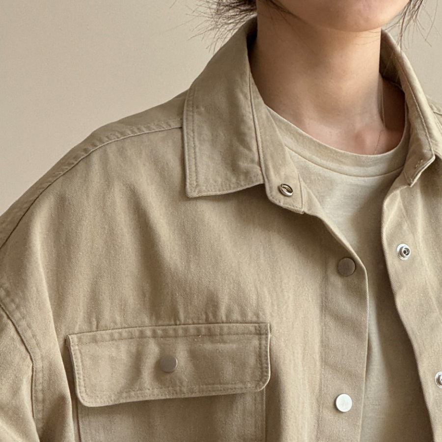 Cotton Shirring Short Work Jacket