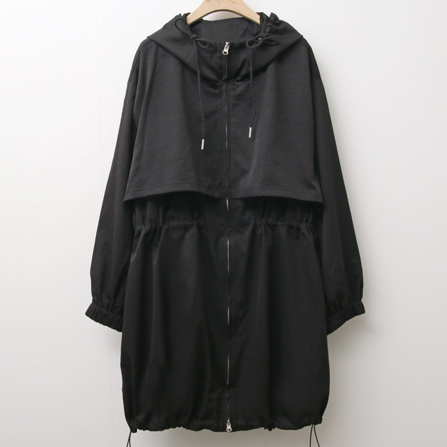 Long Fall Hooded Zip-Up Windbreaker