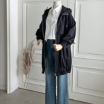 Long Fall Hooded Zip-Up Windbreaker