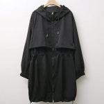 Long Fall Hooded Zip-Up Windbreaker