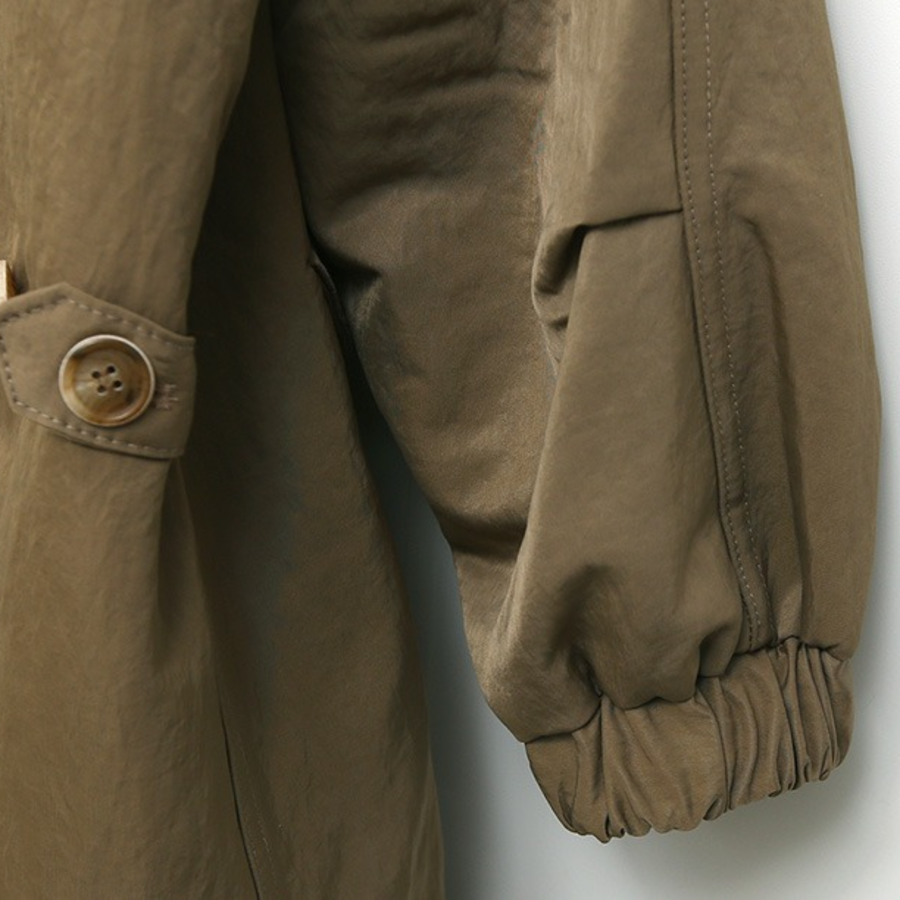 Nylon Quilted Long Hooded Windbreaker