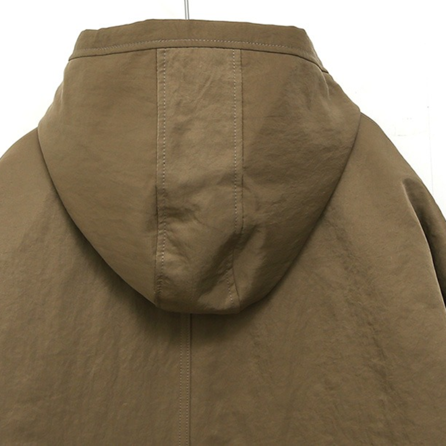 Nylon Quilted Long Hooded Windbreaker