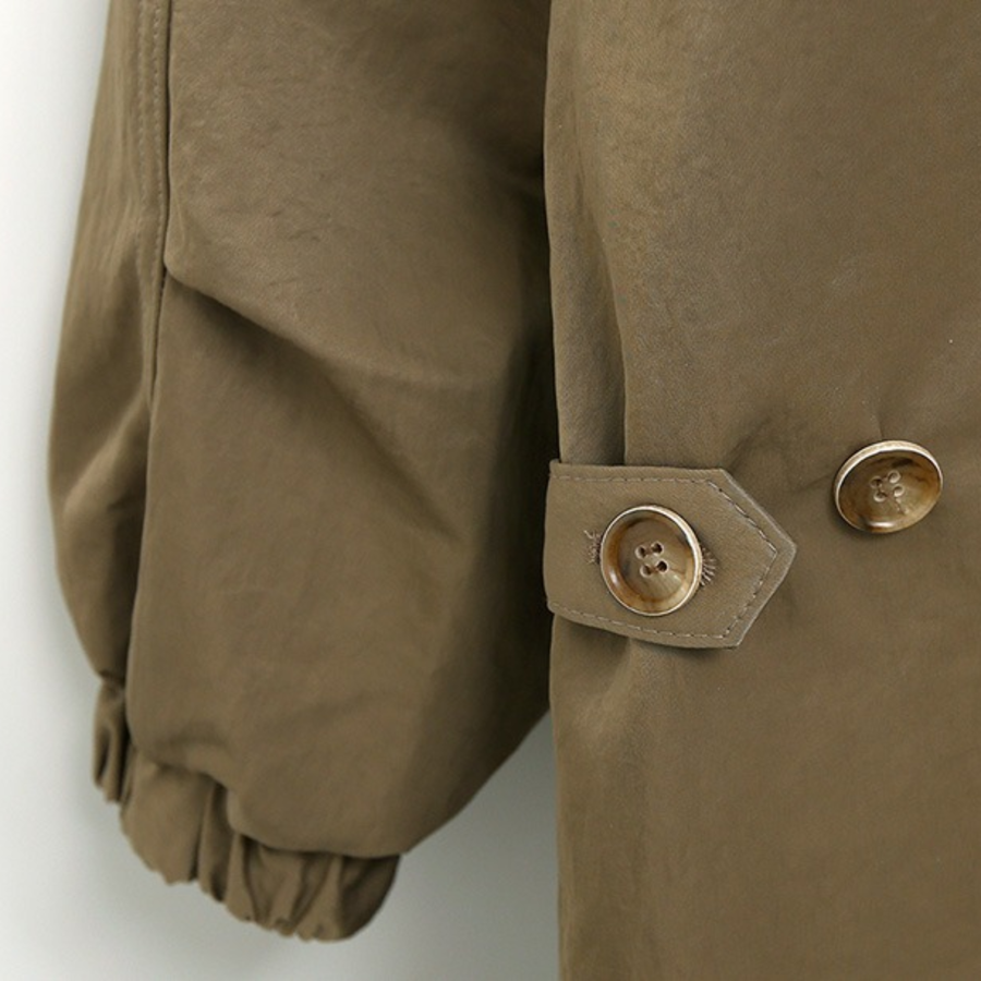 Nylon Quilted Long Hooded Windbreaker