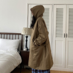 Nylon Quilted Long Hooded Windbreaker