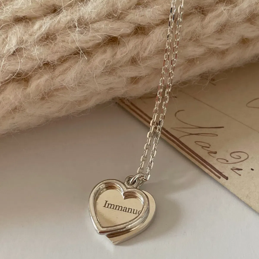 Серебряное двухрядное колье с сердцем из S925