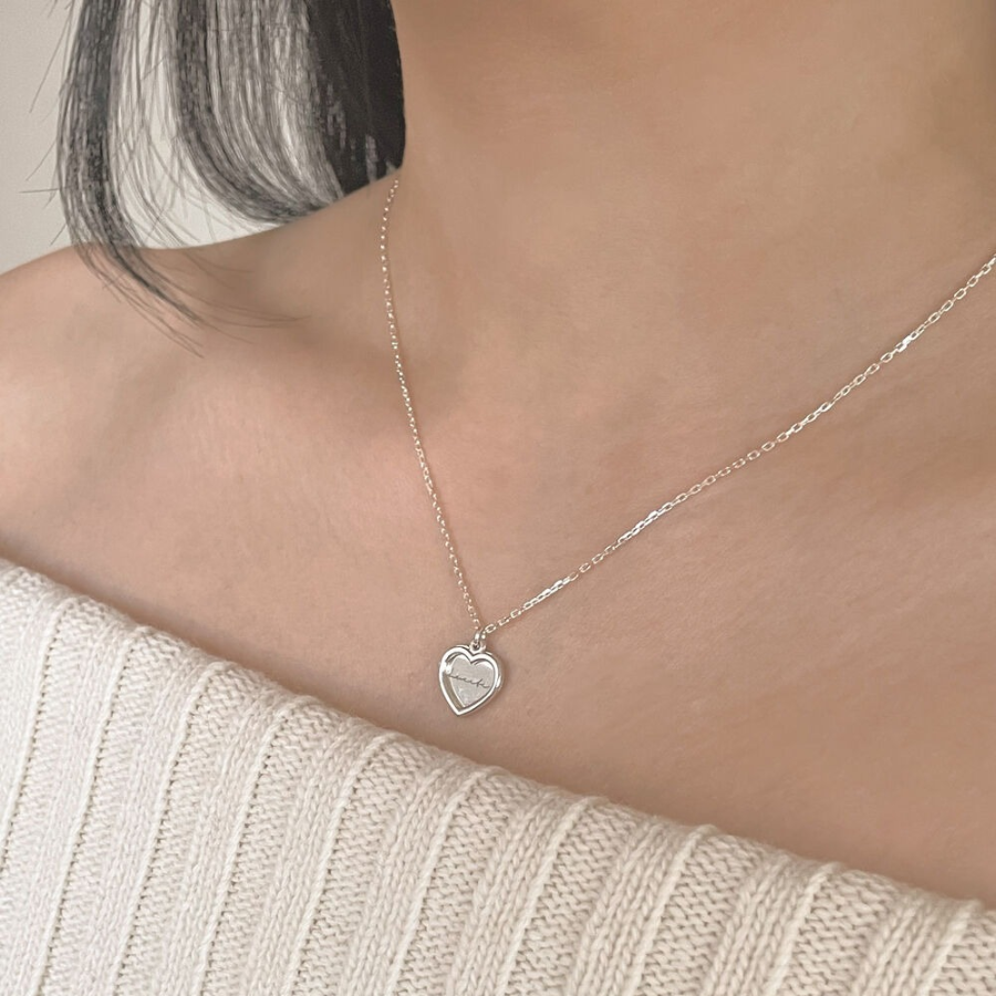 Серебряное двухрядное колье с сердцем из S925