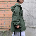 Loose Fit Hooded Cotton Windbreaker