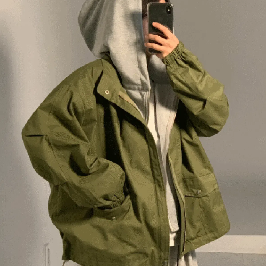 Luxury Oversized Hooded Windbreaker with Detachable Hood