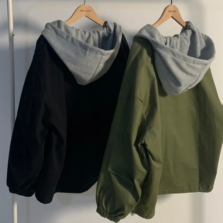 Luxury Oversized Hooded Windbreaker with Detachable Hood