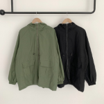 Cotton Half Nylon Shirring Hooded Jacket