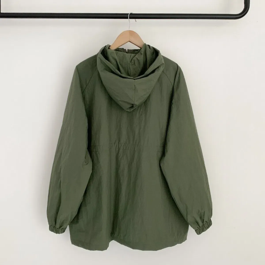 Cotton Half Nylon Shirring Hooded Jacket