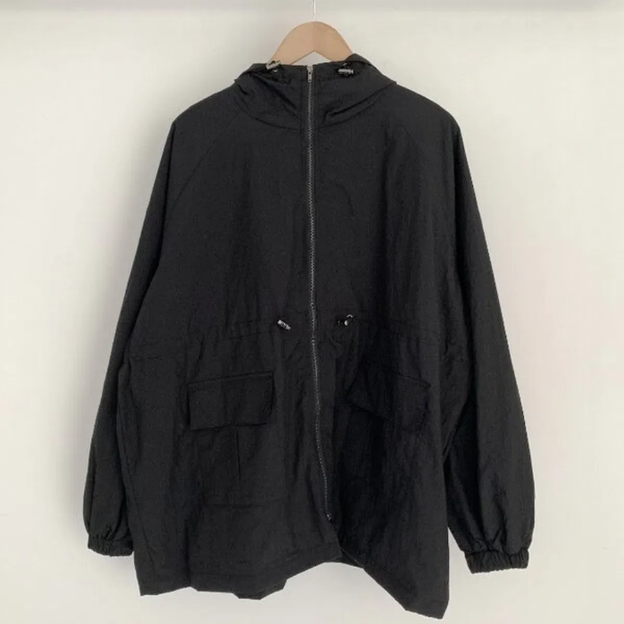Cotton Half Nylon Shirring Hooded Jacket
