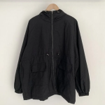 Cotton Half Nylon Shirring Hooded Jacket