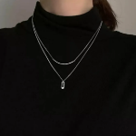 Двухрядное колье с цепочкой и подвеской-улыбкой из хирургической стали